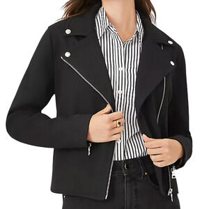 NEW ANN TAYLOR BLACK TWILL MOTO JACKET COAT SIZE 4